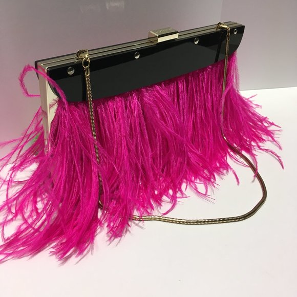 BCBGMaxAzria Handbags - BCBGMAXAZRIA PINK FEATHER BAG
